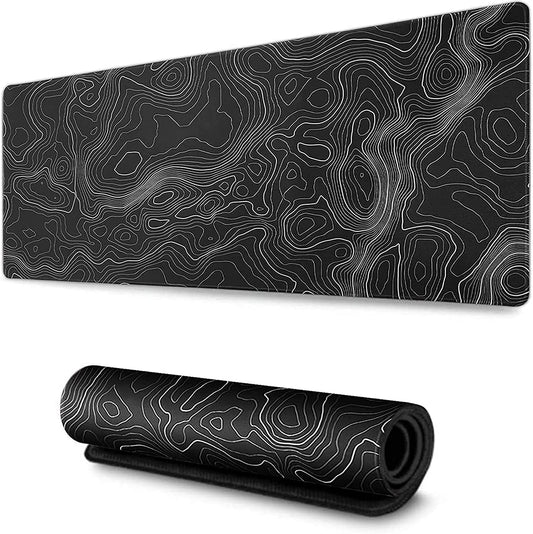 Extended XXXL Gaming Mouse Pad (35x17 inches) with Non-Slip Rubber Base and Topographic Map Design for Office and Gaming Use