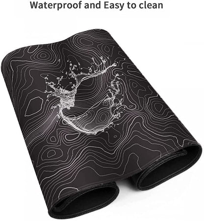 Extended XXXL Gaming Mouse Pad (35x17 inches) with Non-Slip Rubber Base and Topographic Map Design for Office and Gaming Use